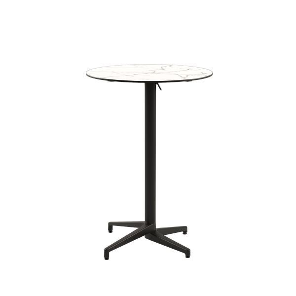 Compact Paslanmaz Katlanır Bistro Mutfak Bar Masası | Mermer Desenli, Dış Mekan, 77 cm Yuvarlak