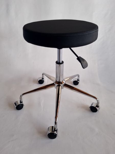 Pulsar Siyah Deri Amortisörlü Tekerlekli Tabure