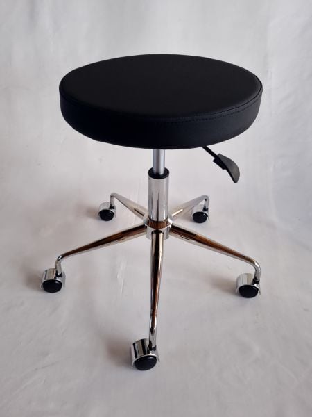 Pulsar Siyah Deri Amortisörlü Tekerlekli Tabure