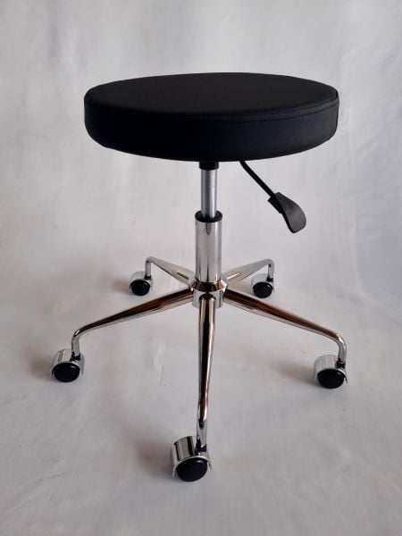 Pulsar Siyah Deri Amortisörlü Tekerlekli Tabure