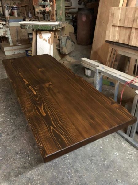 60x150 Ceviz Rengi Kütük Masa Tablası