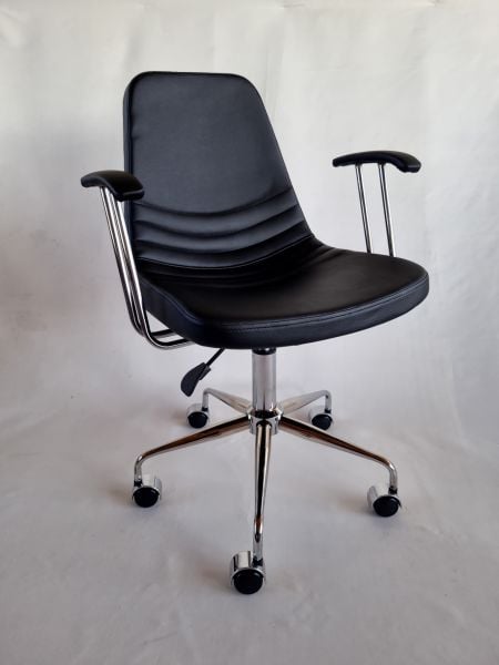 Parker Siyah Deri Kollu Ofis Çalışma Sandalyesi