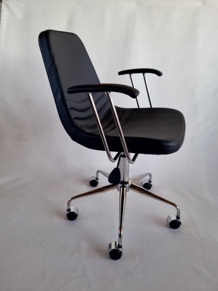 Parker Siyah Deri Kollu Ofis Çalışma Sandalyesi