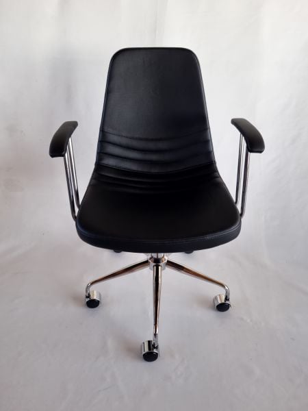 Parker Siyah Deri Kollu Ofis Çalışma Sandalyesi