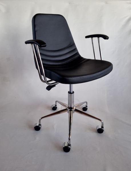 Parker Siyah Deri Kollu Ofis Çalışma Sandalyesi