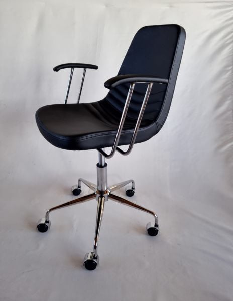 Parker Siyah Deri Kollu Ofis Çalışma Sandalyesi