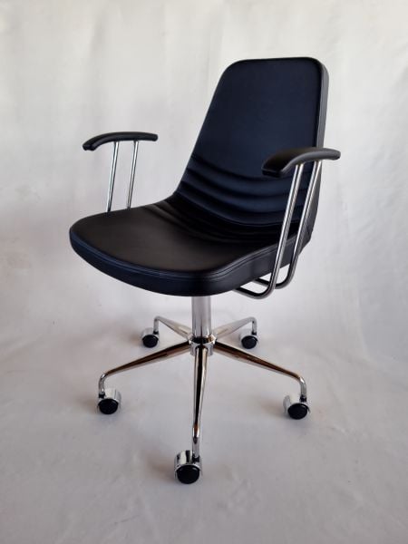 Parker Siyah Deri Kollu Ofis Çalışma Sandalyesi