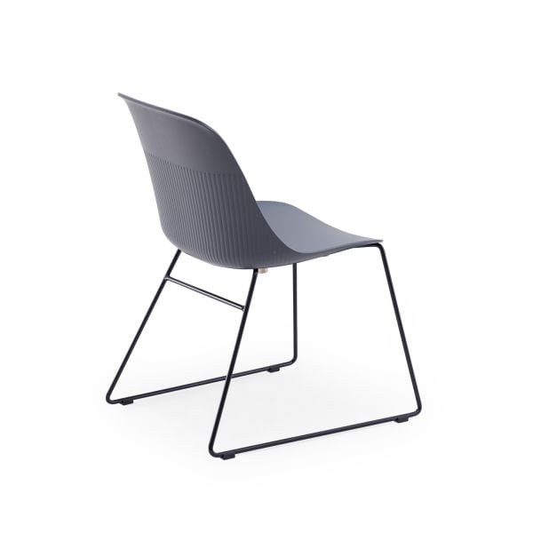 Antrasit Ofis Bekleme Sandalyesi Plastik Metal Ayaklı