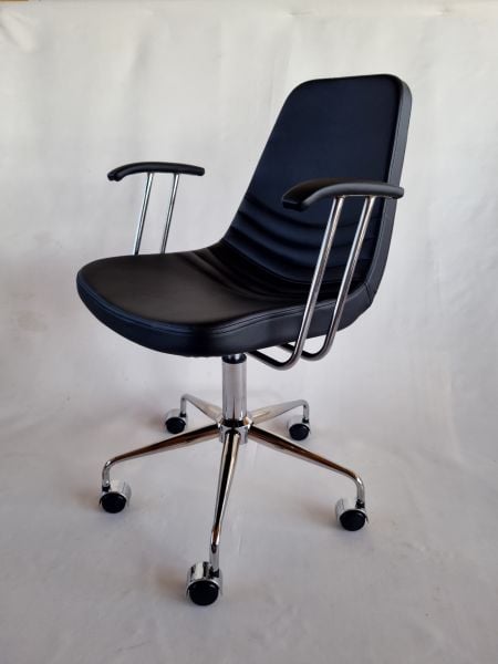 Parker Siyah Deri Kollu Ofis Personel Çalışma Sandalyesi