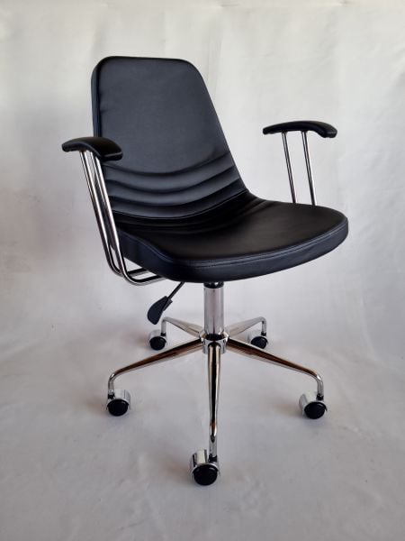 Parker Siyah Deri Kollu Ofis Personel Çalışma Sandalyesi