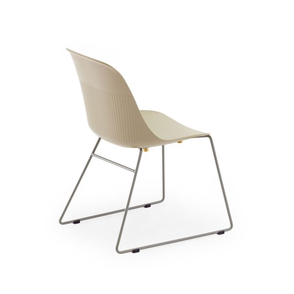 Bej Ofis Bekleme Sandalyesi Plastik Metal Ayaklı