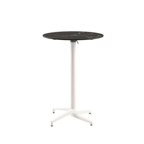 Compact Paslanmaz Katlanır Mutfak Bar Masası - Beyaz Ayaklı, Siyah Mermer Desenli Üst Tabla, Dayanıklı ve Şık Tasarım, İç ve Dış Mekan Kullanımı