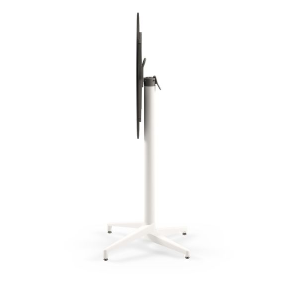 Compact Paslanmaz Katlanır Bistro Kokteyl Bahçe Bar Masası - Beyaz Laminat Üst, 77 cm Çap, Yuvarlak Beyaz Ayaklı