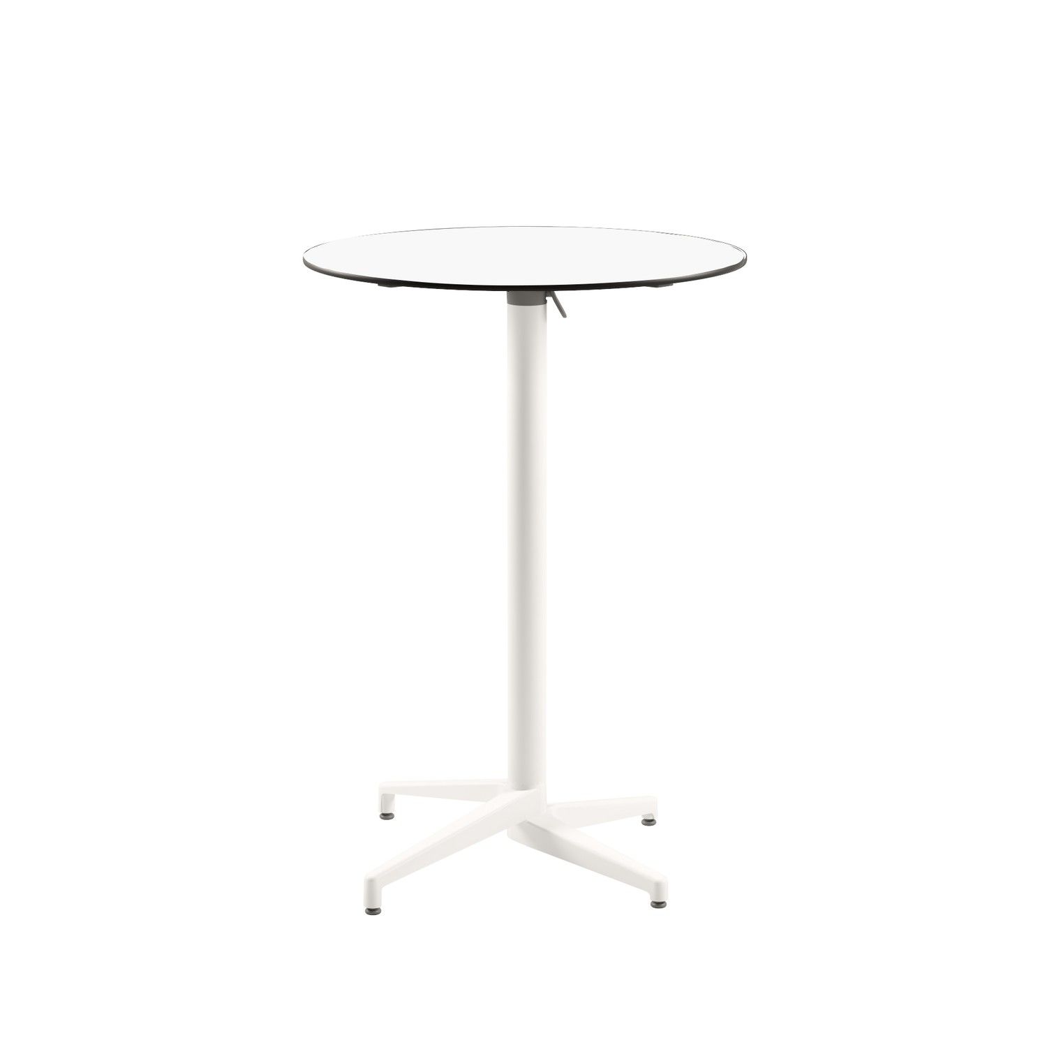 Compact Paslanmaz Katlanır Bistro Kokteyl Bahçe Bar Masası - Beyaz Laminat Üst, 77 cm Çap, Yuvarlak Beyaz Ayaklı