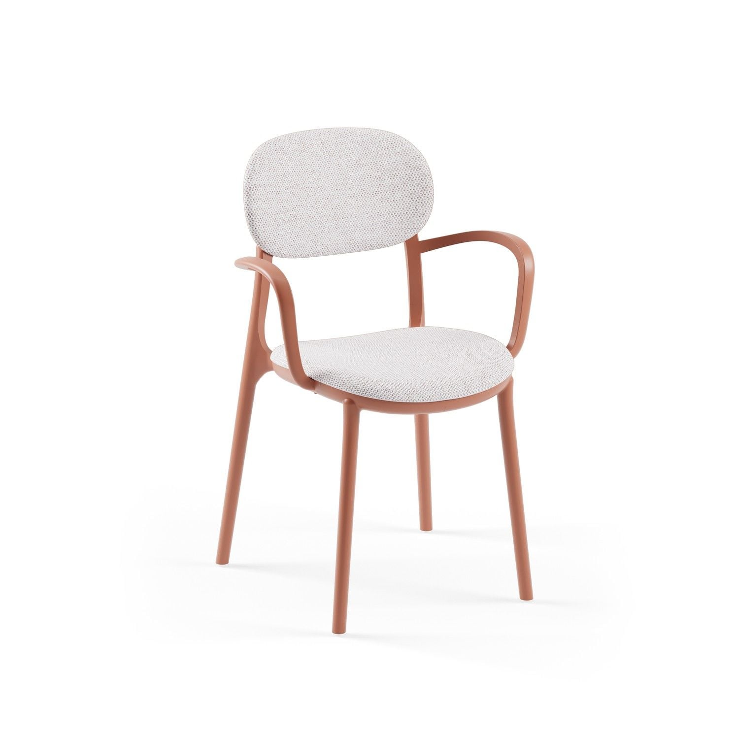 Kollu Terrakota Krem Kumaş Modern Mutfak Sandalyesi