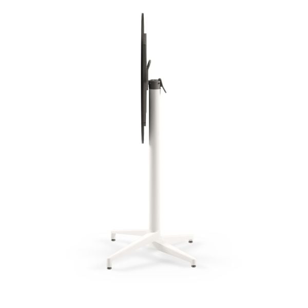 Compact Paslanmaz Bistro Kokteyl Katlanır Bar Masası - Beyaz Mermer Desenli Üst Tabla, 77 cm Çap, Dış Mekan ve İç Mekan Kullanımı İçin Dayanıklı