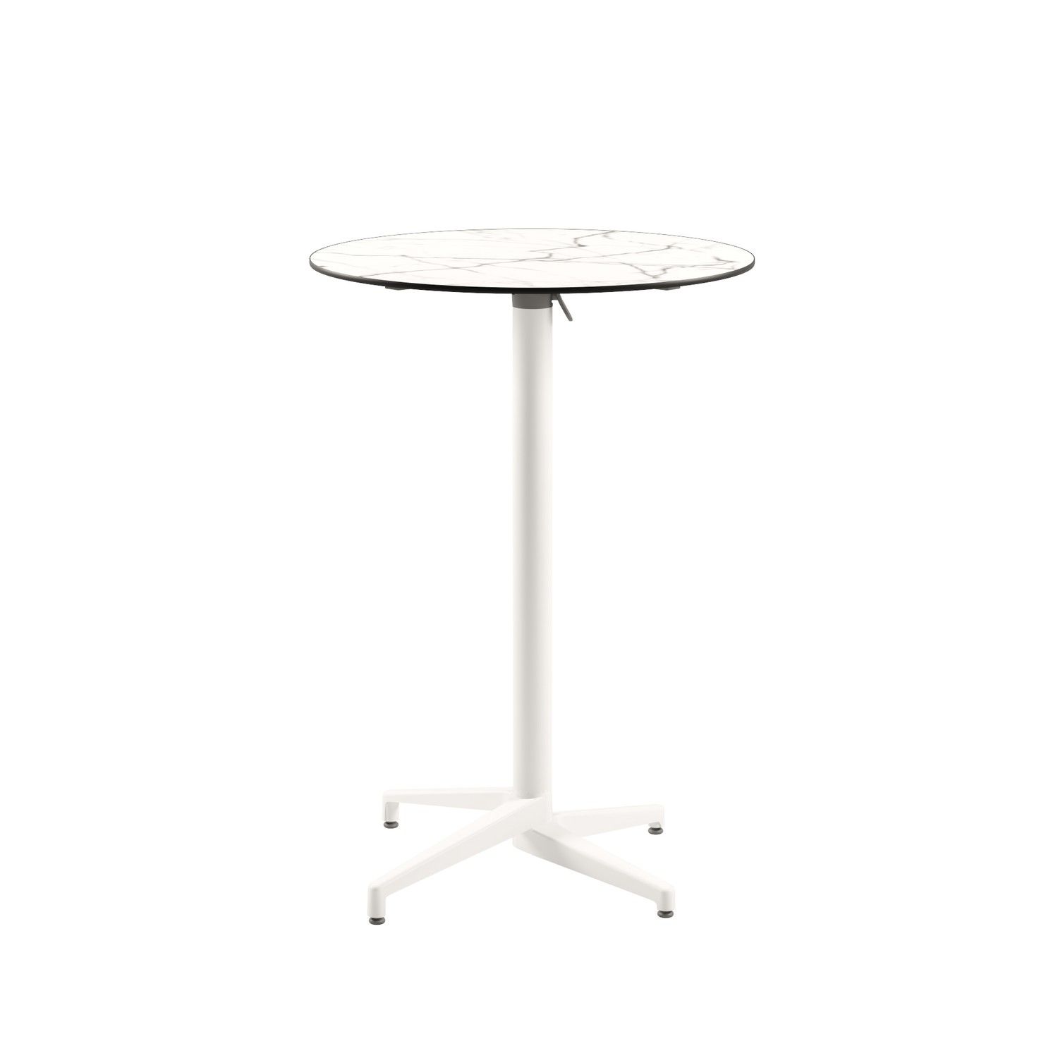 Compact Paslanmaz Bistro Kokteyl Katlanır Bar Masası - Beyaz Mermer Desenli Üst Tabla, 77 cm Çap, Dış Mekan ve İç Mekan Kullanımı İçin Dayanıklı