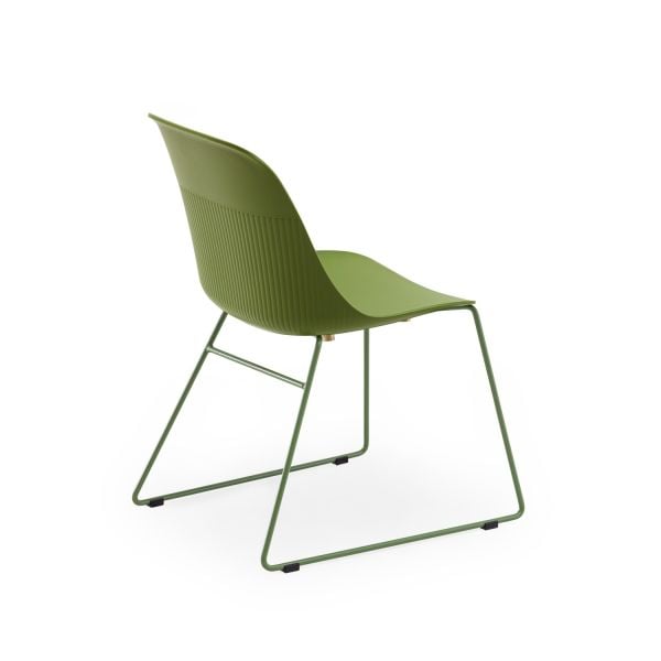 Haki Yeşil Ofis Sandalyesi Plastik Oturaklı Metal Ayaklı