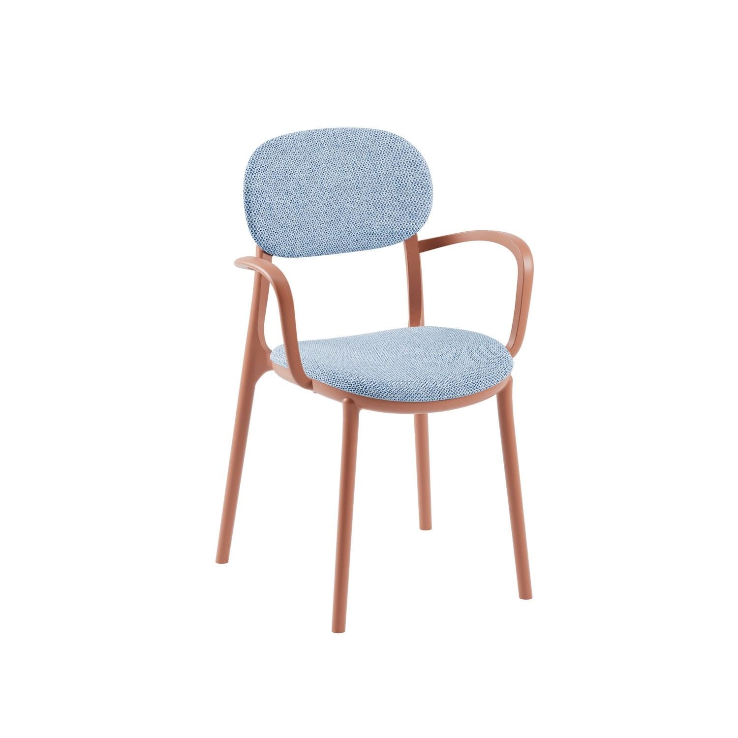 Terrakota Kollu Açık Mavi Kumaş Mutfak Sandalyesi