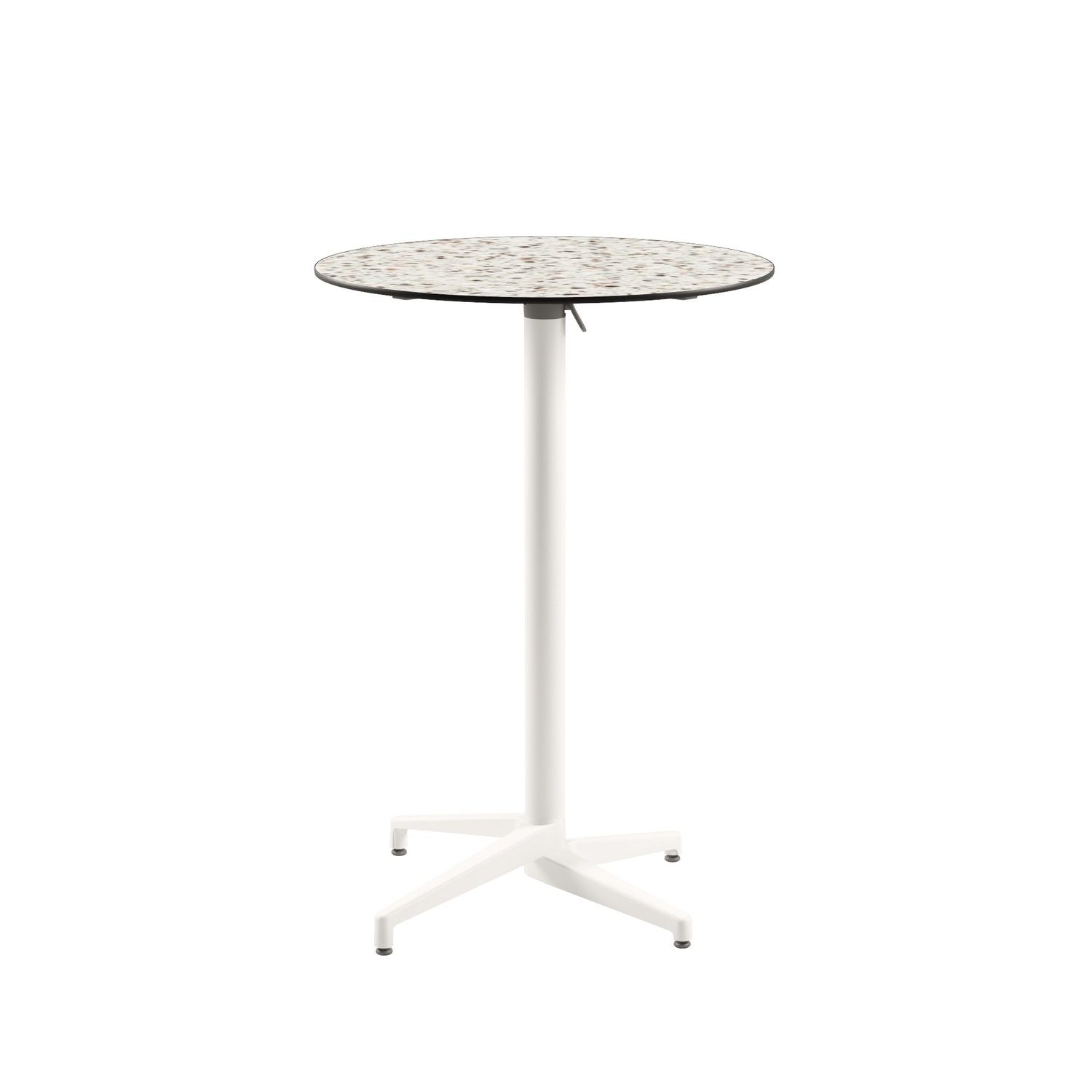 Compact Paslanmaz Bistro Katlanabilir Bar Masası - Terrazzo Mermer Desenli Laminat, Şık ve Dayanıklı, İç ve Dış Mekan Kullanımına Uygun