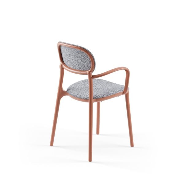 Terrakota Kollu Gri Kumaş Mutfak Sandalyesi Modern