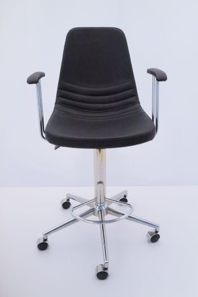 Parker Siyah Kumaş Tekerlekli Yüksek Bar Sandalye