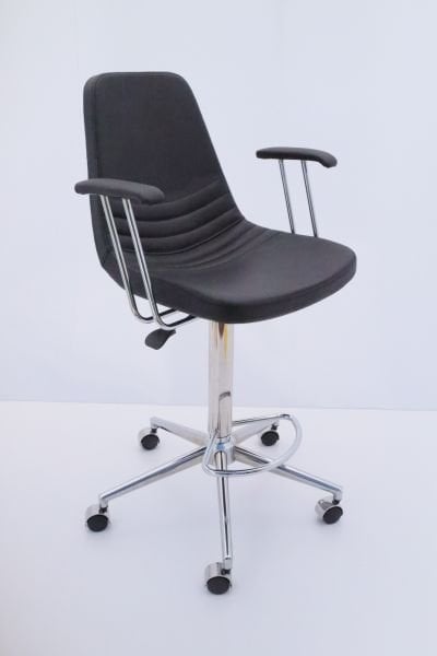 Parker Siyah Kumaş Tekerlekli Yüksek Bar Sandalye