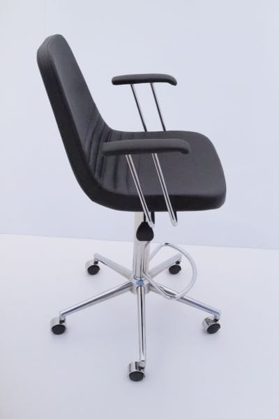 Parker Siyah Kumaş Tekerlekli Yüksek Bar Sandalye