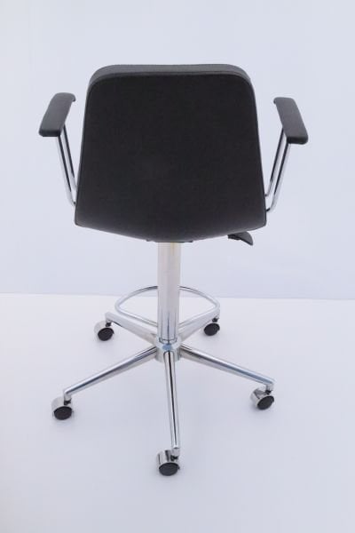 Parker Siyah Kumaş Tekerlekli Yüksek Bar Sandalye