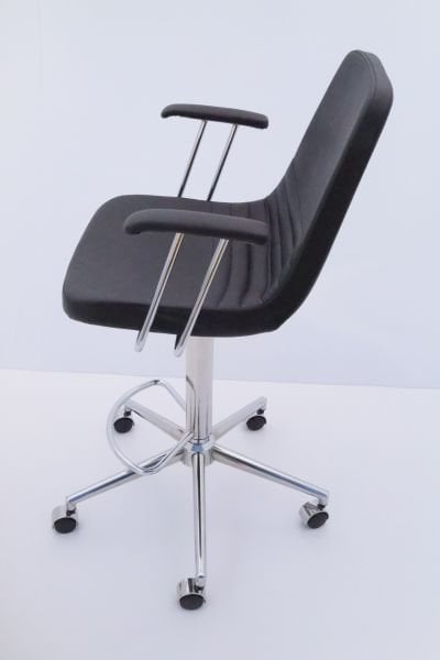 Parker Siyah Kumaş Tekerlekli Yüksek Bar Sandalye