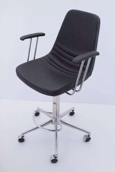 Parker Siyah Kumaş Tekerlekli Yüksek Bar Sandalye