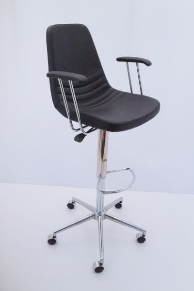 Parker Siyah Kumaş Tekerlekli Yüksek Bar Sandalye