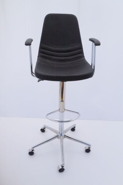 Parker Siyah Kumaş Tekerlekli Yüksek Bar Sandalye