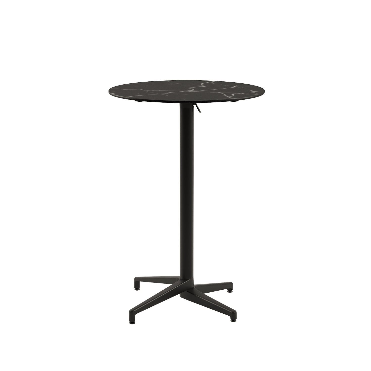 Compact Siyah Mermer Desenli Katlanır Bar Masa – Paslanmaz, Yuvarlak, Dış Mekan Bahçe Bistro Masa (77 cm)