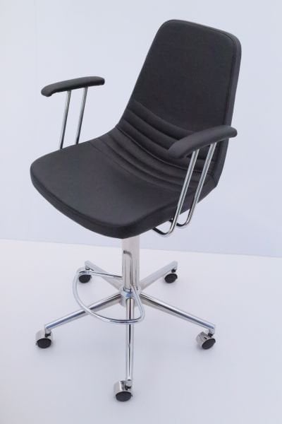 Parker Siyah Kumaş Tekerlekli Bar Sandalyesi