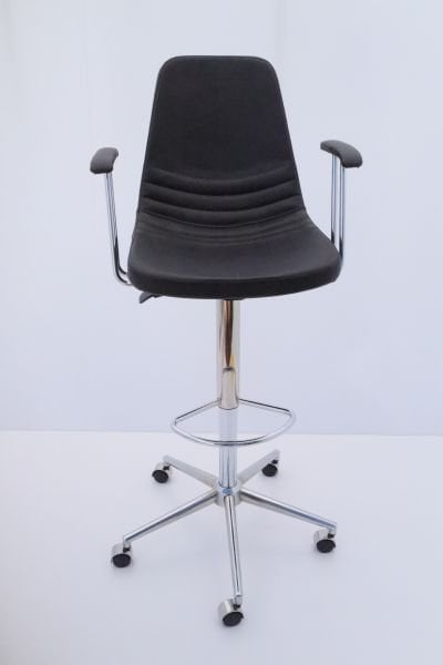 Parker Siyah Kumaş Tekerlekli Bar Sandalyesi