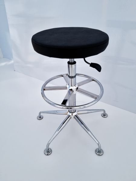 Siyah Kumaş Amortisörlü Yüksek Bar Taburesi