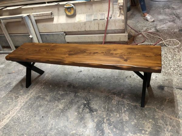 Göknar Ağacı Doğal Ahşap Ceviz Kütük Bench Bank