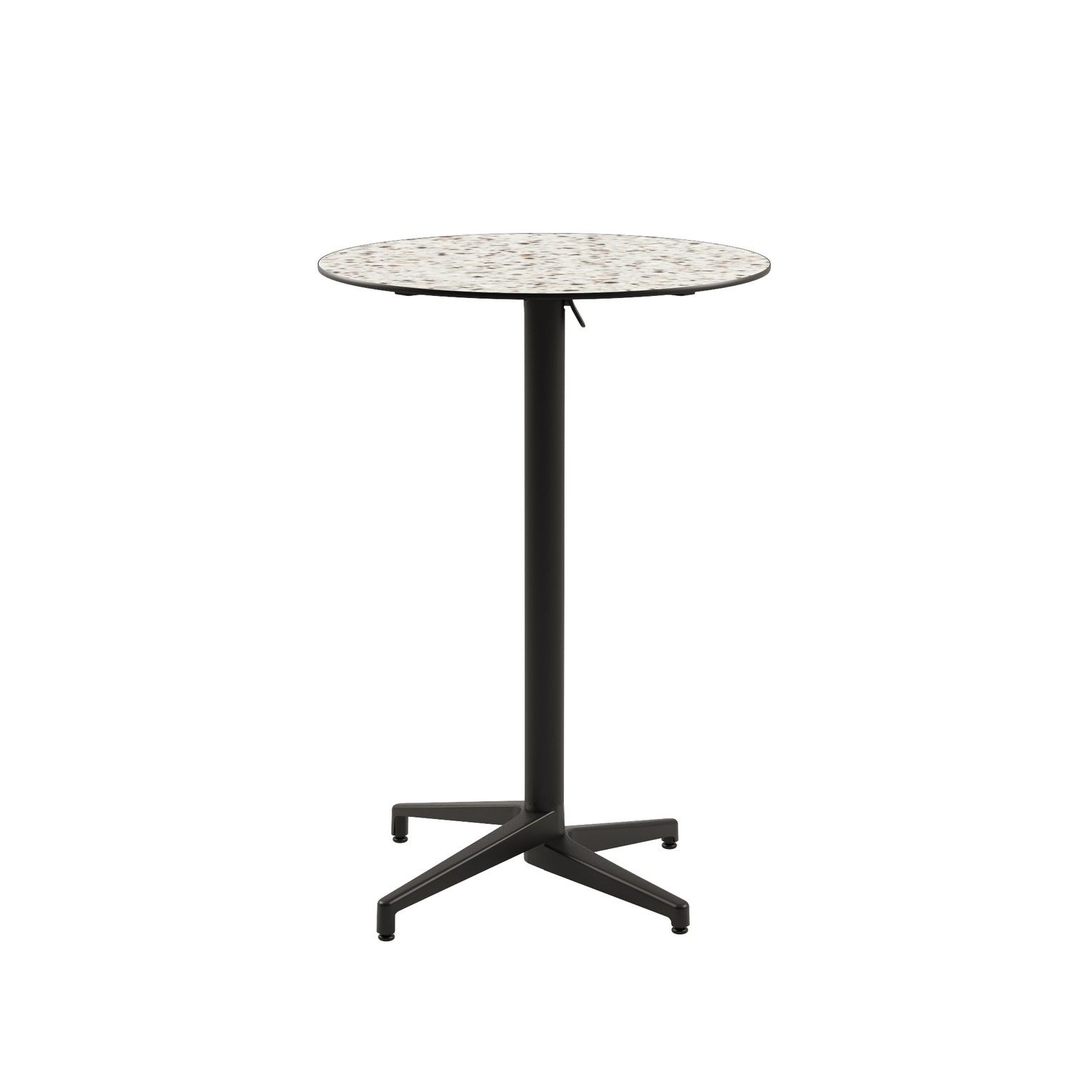 Compact Paslanmaz Bistro Katlanabilir Bar Masa – Terrazzo Mermer Desenli Laminat Üst Tabla, 77 cm Yuvarlak, Dış Mekan ve İç Mekan Kullanımı İçin Dayanıklı