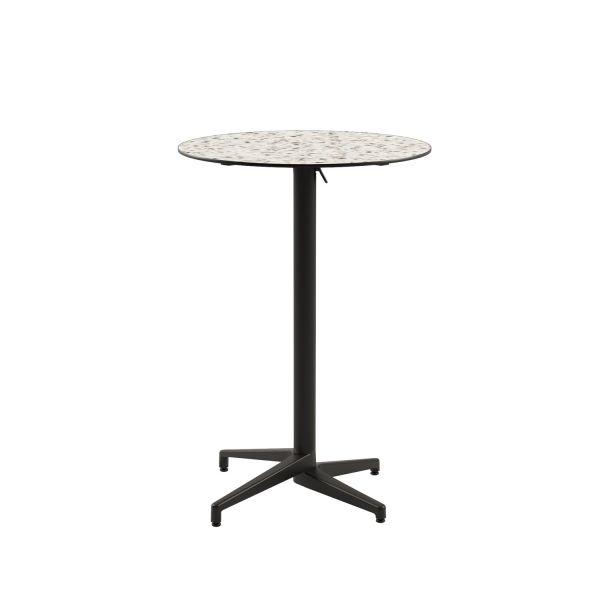 Compact Paslanmaz Bistro Katlanabilir Bar Masa – Terrazzo Mermer Desenli Laminat Üst Tabla, 77 cm Yuvarlak, Dış Mekan ve İç Mekan Kullanımı İçin Dayanıklı