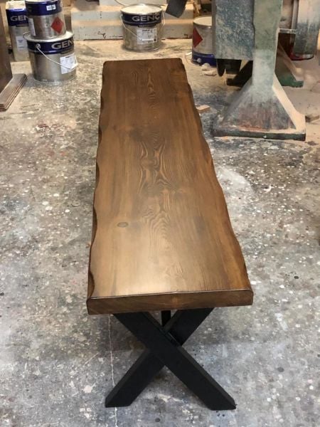 Doğal Ahşap Kütük Bench Bank İmalatı 120x35