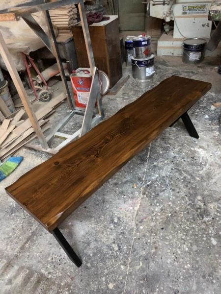 Doğal Ahşap Kütük Bench Bank İmalatı 120x35