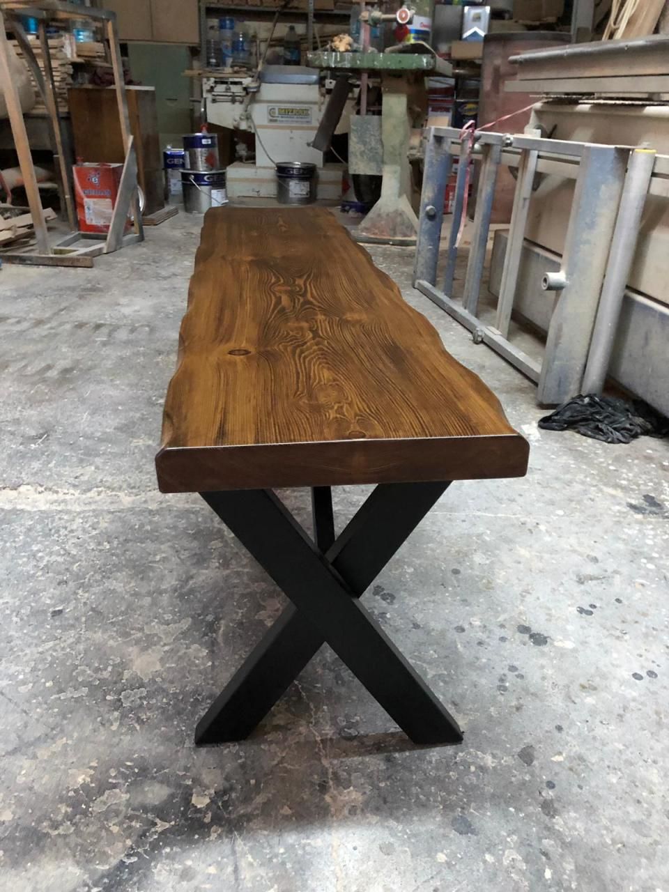 Doğal Ahşap Kütük Bench Bank İmalatı 120x35