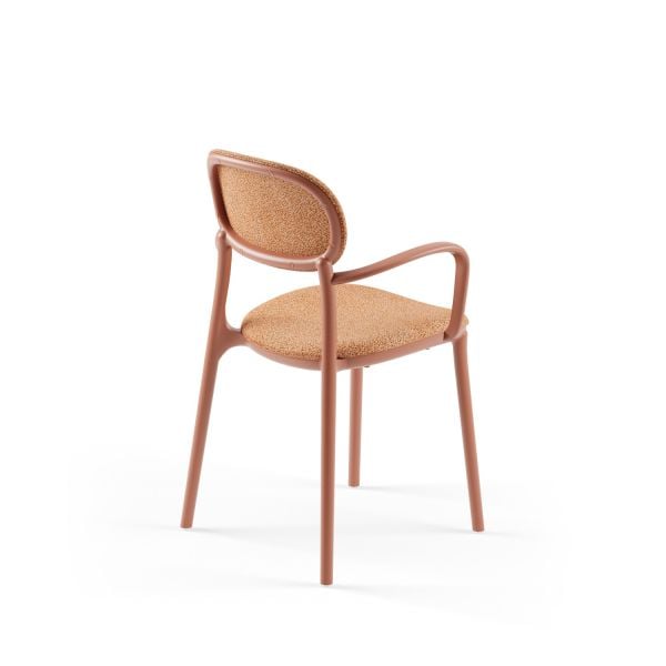 Terrakota Kollu Kafe Sandalyesi Kumaş Döşemeli