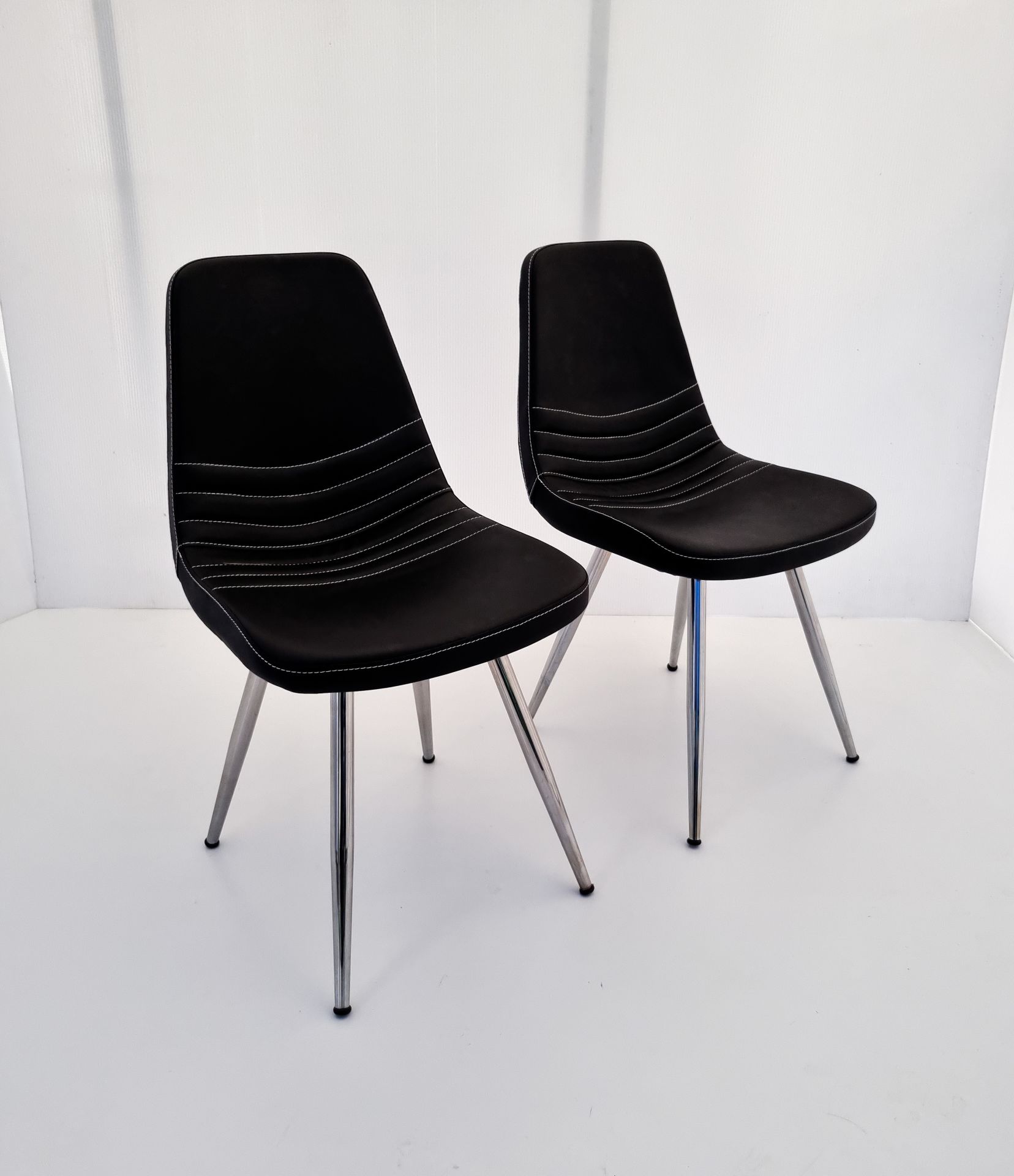 Parker Poliüretan Sünger Siyah Deri 2’li Sandalye