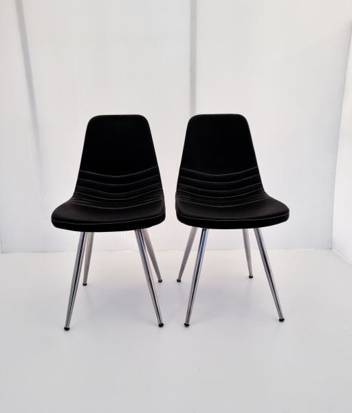 Parker Poliüretan Sünger Siyah Deri 2’li Sandalye