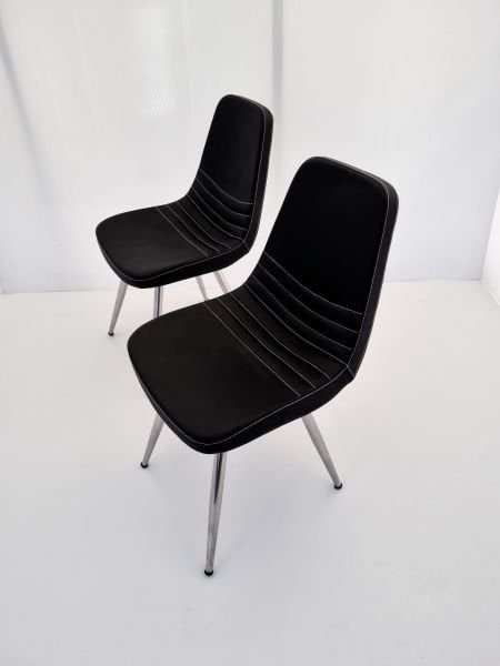 Parker Poliüretan Sünger Siyah Deri 2’li Sandalye