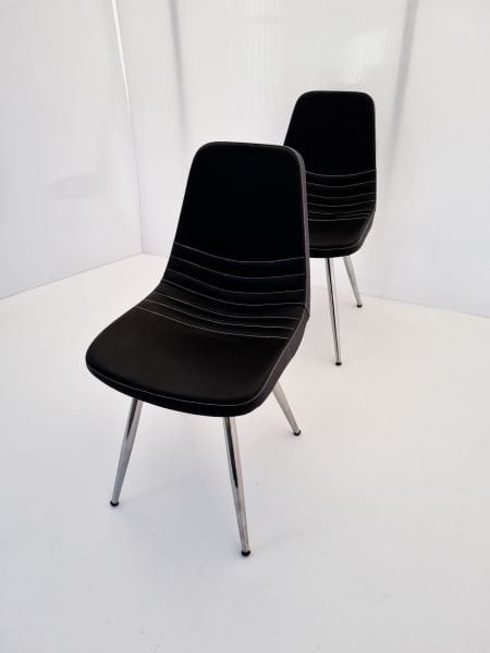 Parker Poliüretan Sünger Siyah Deri 2’li Sandalye