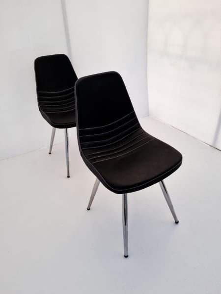 Parker Poliüretan Sünger Siyah Deri 2’li Sandalye