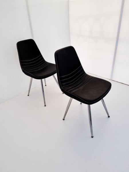 Parker Poliüretan Sünger Siyah Deri 2’li Sandalye